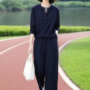 大码 中老年女装 卫衣运动套装 2025新款 春秋洋气上衣两件套 妈妈秋装