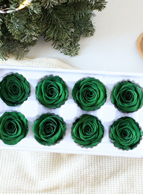 永生花玫瑰森绿色国产A级4-5cm花头出口级装饰用品材料圣诞节礼物