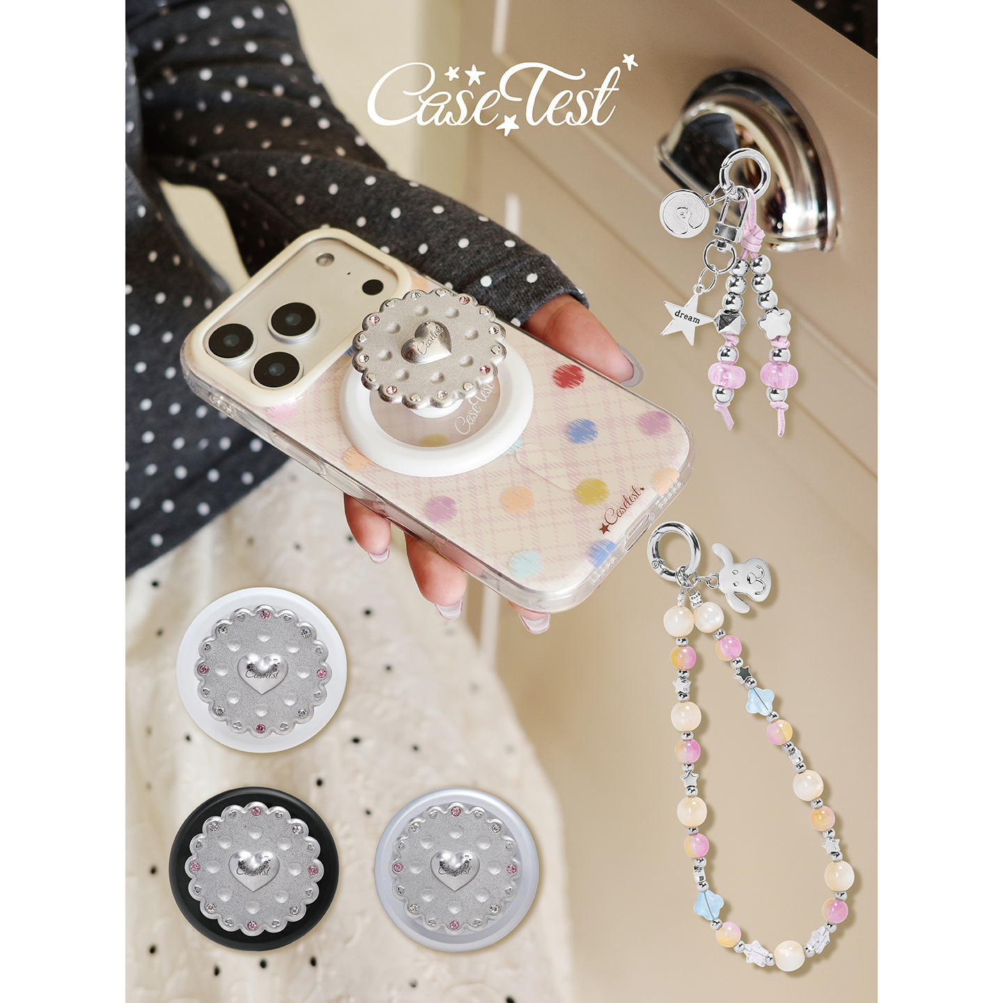 壳试验彩色波点格纹适用苹果手机