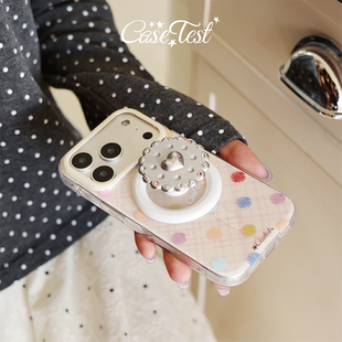壳试验原创彩色波点格纹适用iPhone17promax手机壳韩系苹果17pro创意可爱16promax17保护套15promax16pro