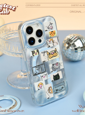 壳试验猫猫开视频会议磁吸双层印花适用苹果17promax16promax手机壳原创卡通萌系iphone17pro1615保护套亮面