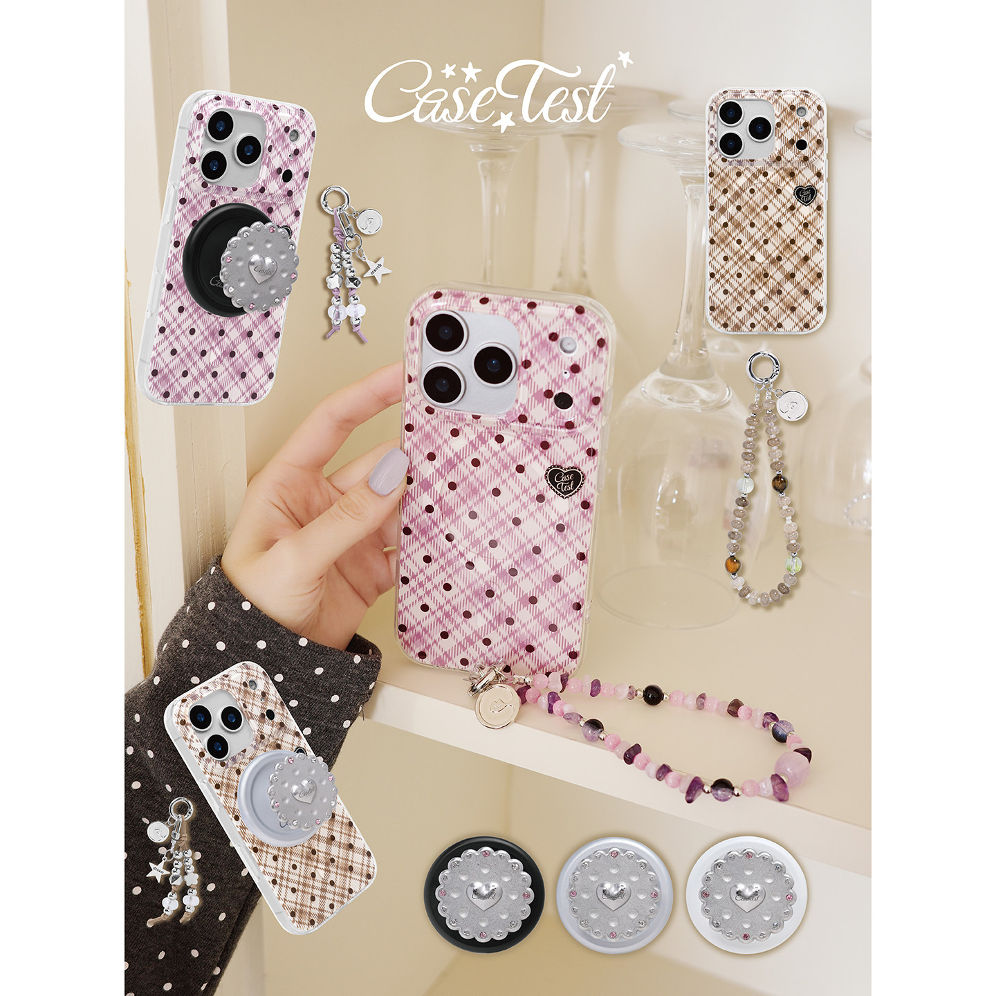 壳试验焦糖格纹适用苹果手机壳