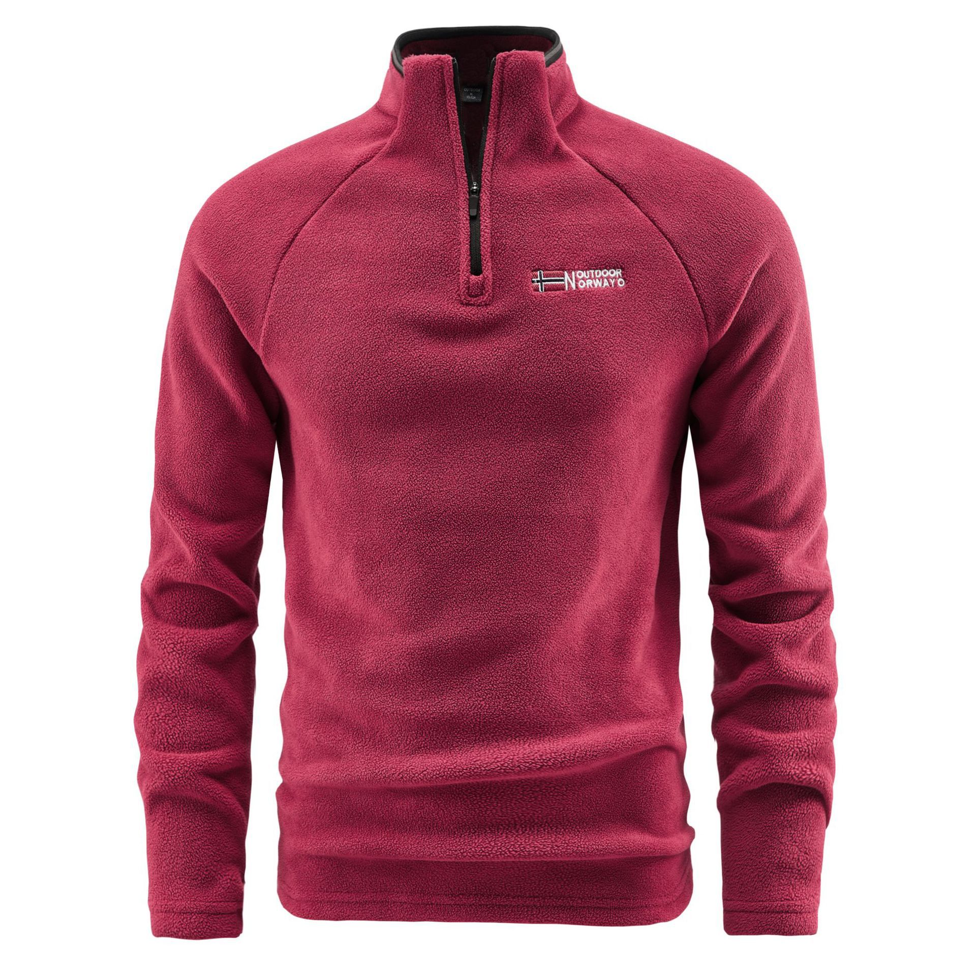 户外抓绒衣男式秋冬加绒加厚保暖半拉链立领卫衣外套运动抓绒上衣