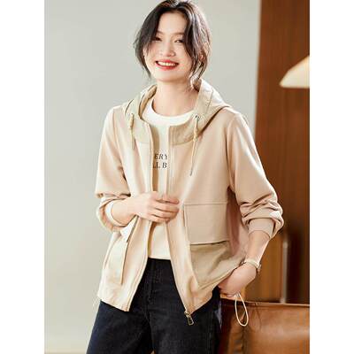 卫衣女新款2025爆款时尚洋气春秋装连帽开衫外套宽松休闲拉链上衣