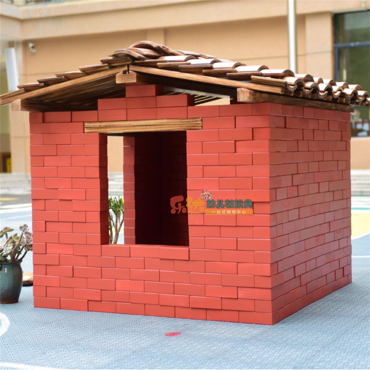 幼儿园构建区拼搭积木安吉游戏古老红砖房大型户外积木建筑房益智