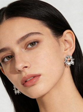 原创不规则异形厚镀真金保色S925银针时尚高级感走秀款耳饰耳钉女