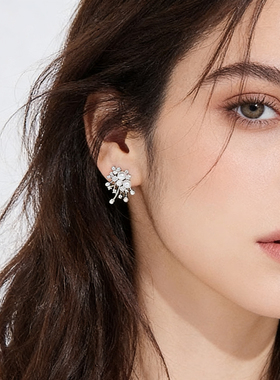 原创设计耳钉925纯银璀璨星云锆石耳饰轻奢高级感优雅耳环女通勤