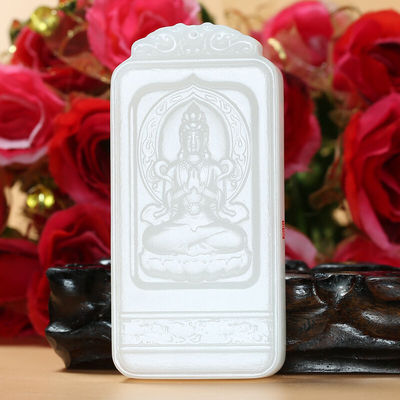 【珠宝严选】玉雕艺术家王磊作品和田玉羊脂白玉观音玉牌吊坠男士