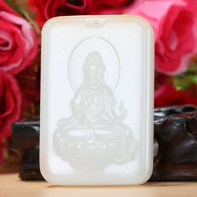 玉雕工艺师谭琪俊作品和田玉籽料羊脂玉观音玉牌男士本命年玉石礼