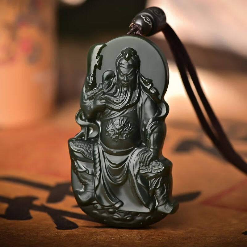 和田玉关公吊坠男关羽玉吊坠武财神玉佩玉石挂件关二哥玉牌玉关公