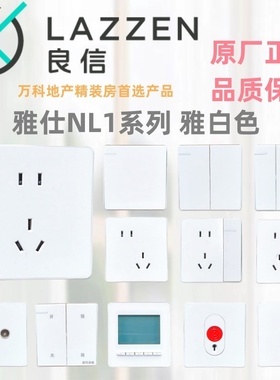 Nader良信N1L雅白86型一开单控双联五孔空调电脑USB开关插座面板