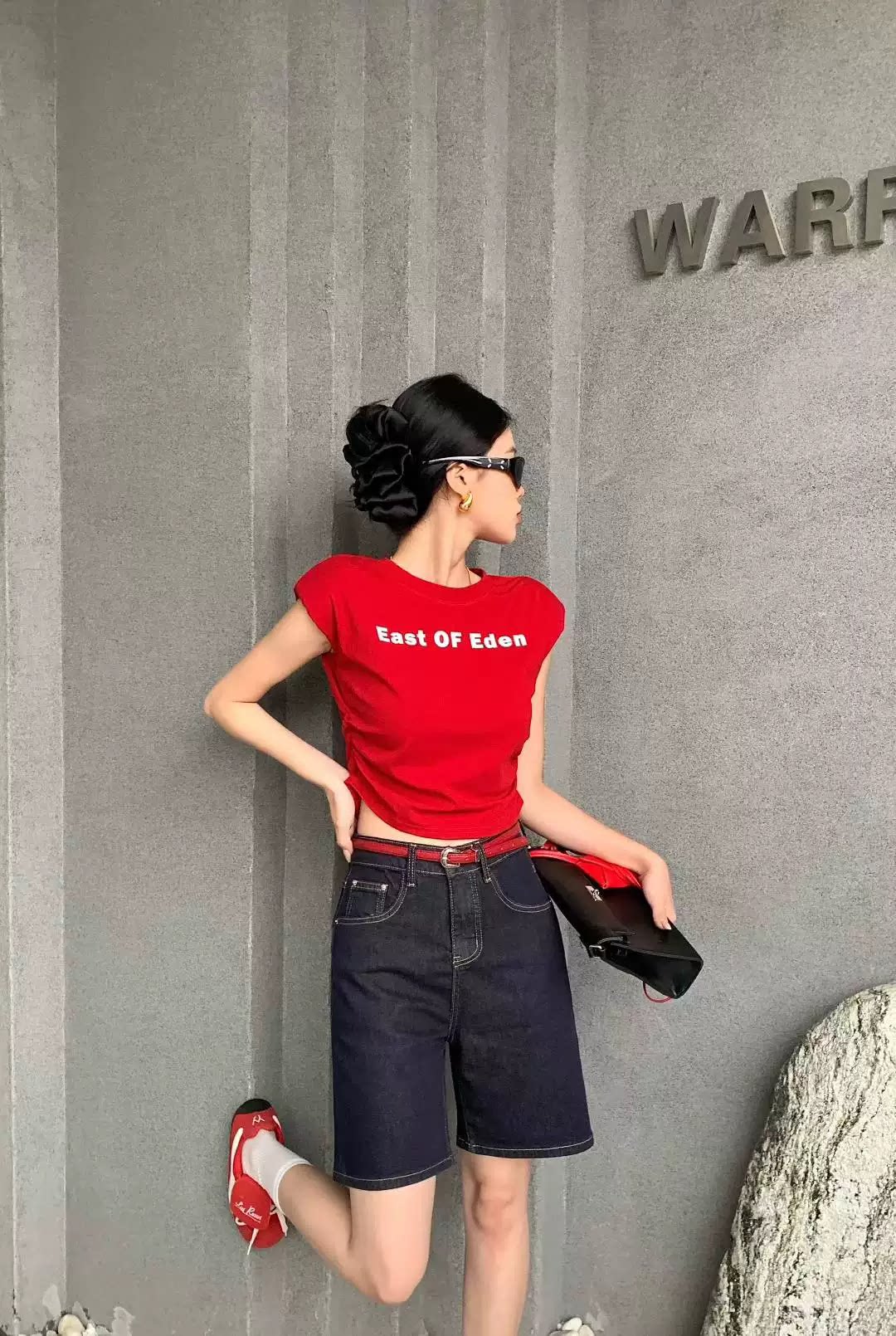 2026新款韩版时尚宽松显瘦百搭5分牛仔中裤女