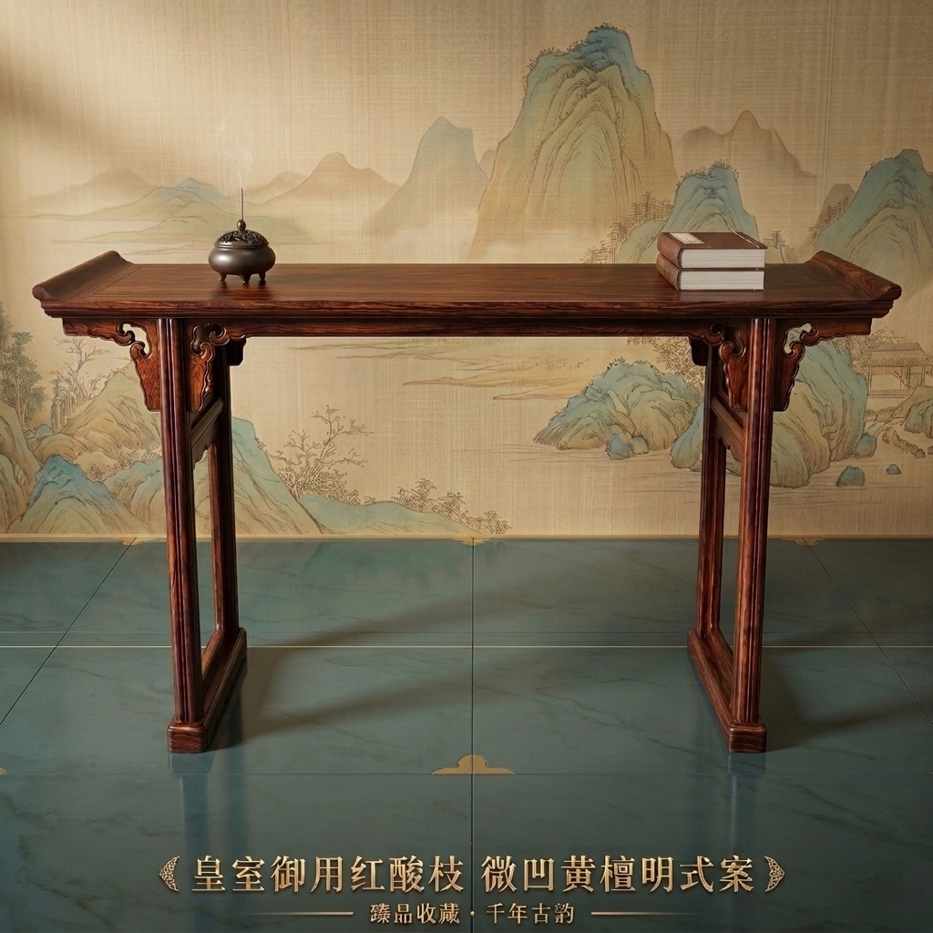 明式红酸枝如意翘头案苏作微凹黄檀条案供桌条几翘头案香案佛案桌