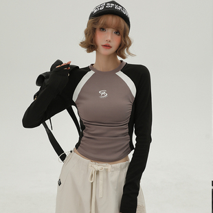 辣妹长袖 设计感小众修身 t恤女秋季 短款 显瘦上衣 新款 Girlyhalo美式