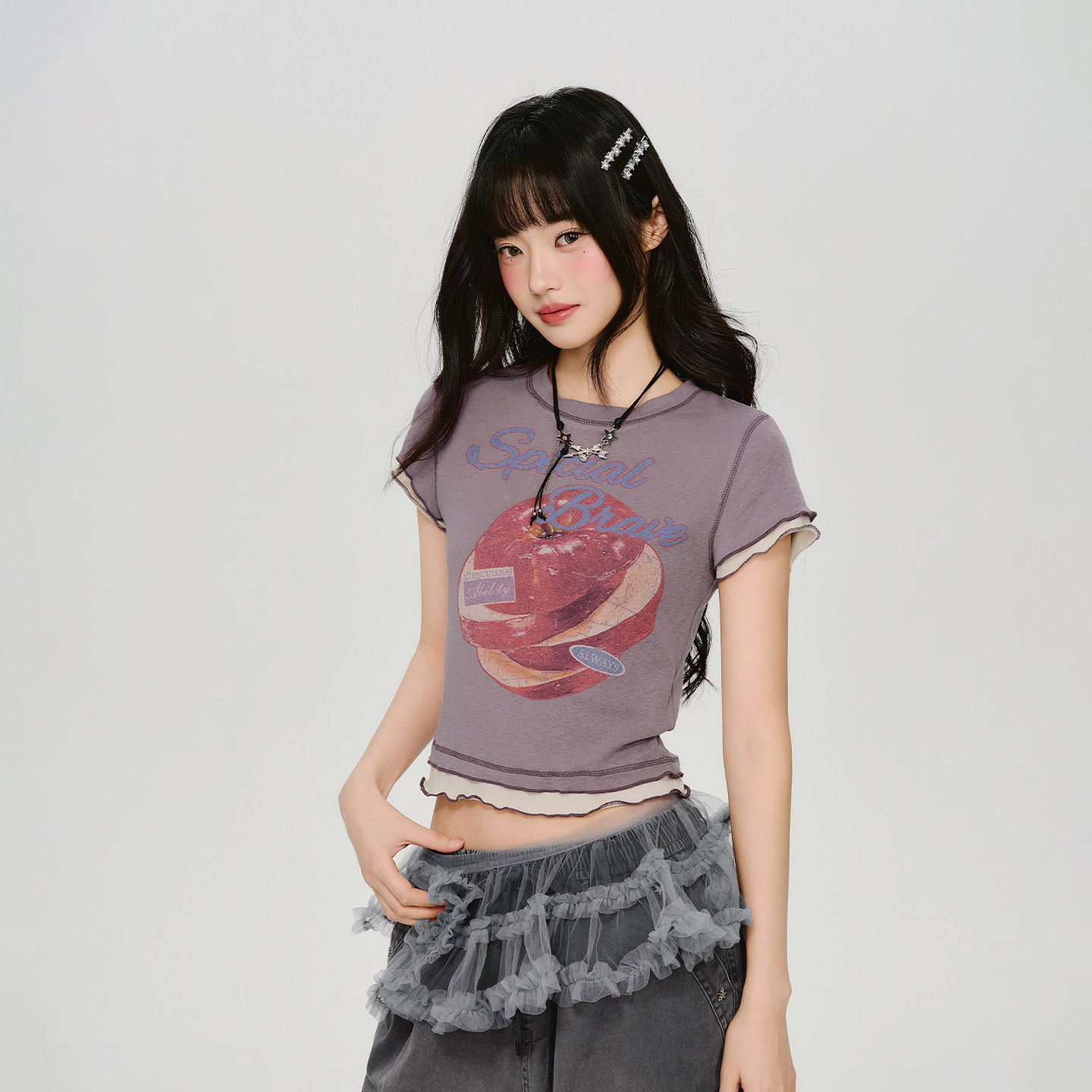 6/6 00:00新品叠加立减后两件8折3件7.8折【Girlyhalo】假两件T恤