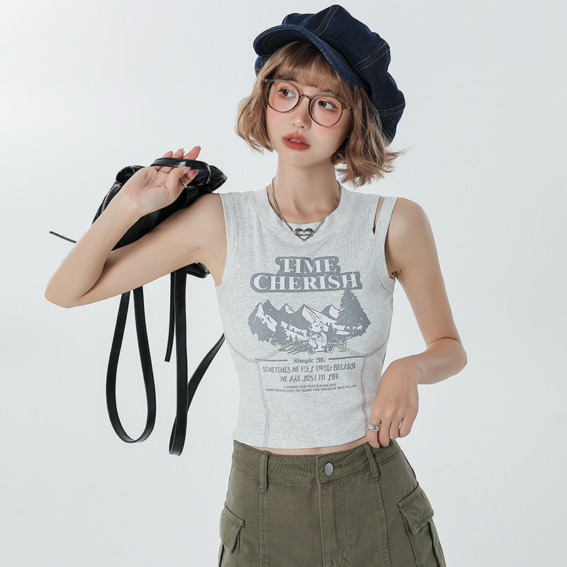 Girlyhalo复古辣妹风修身背心女夏季新款短款内搭小个子无袖T恤女,女装/女士精品,背心吊带,淘宝优惠券,粉丝福利购,淘宝优惠卷