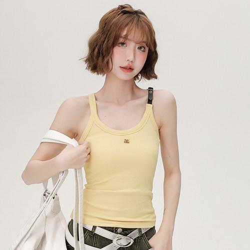 Girlyhalo美式复古辣妹吊带背心女2024夏季新款修身显瘦内搭上衣