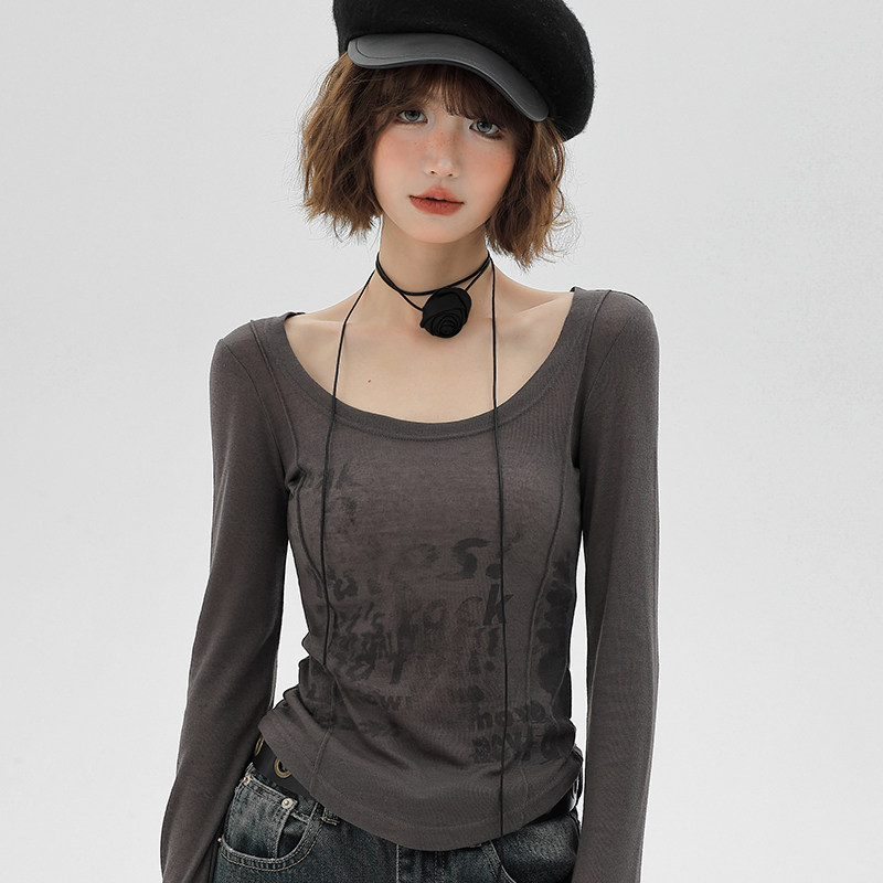 Girlyhalo美式复古长袖t恤女2024春季新款薄辣妹拼接修身显瘦上衣,女装/女士精品,T恤,淘宝优惠券,粉丝福利购,淘宝优惠卷