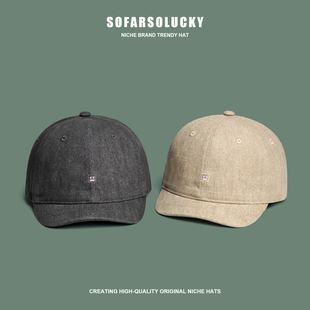 日系复古3CM短檐鸭舌帽男女个性小檐帽软顶港风雅痞小众棒球帽子