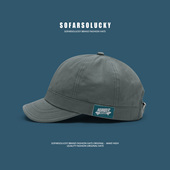 日系小众原创短檐鸭舌帽男士 软顶小檐帽 侧边贴标复古棒球帽潮美式