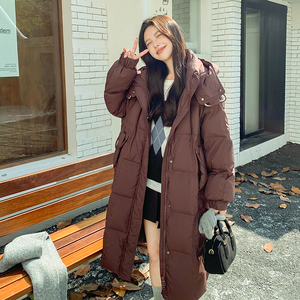 新款！90绒安哥拉红长款羽绒服123A-1808-P315-K478-90绒图片