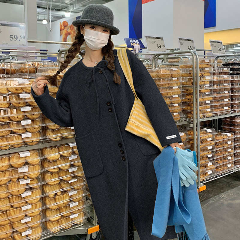 新款现货！秋冬新款系带中长款双面呢　123Ａ-9058-P275-K418,女装毛呢外套,浙宝123A