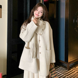新款现货！秋冬新款围巾款双面羊绒外套123Ａ-9060-P275-K418，女装毛呢外套，浙宝123A