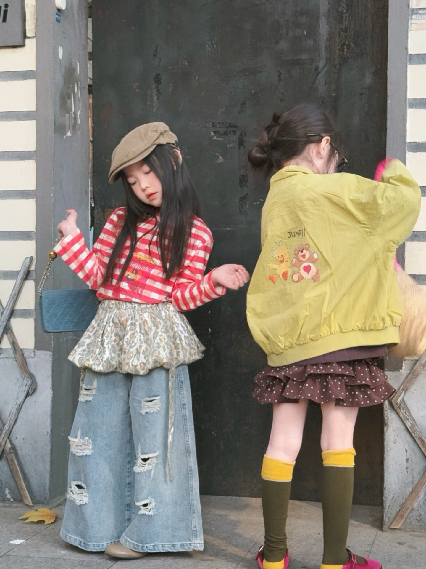 儿童豹纹牛仔裤套装春夏装2026新款韩国女童条纹长袖T恤衫+花边裤,童装/婴儿装/亲子装,套装,淘宝优惠券,粉丝福利购,淘宝优惠卷