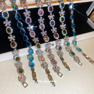 奢华超闪锆石椭圆形花朵手链小众时尚精致百搭手环轻奢高级感手饰