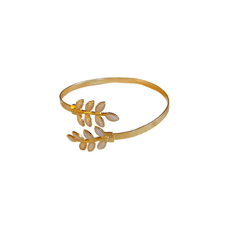 NEW PRODUCT DRIPPING OIL LEAF OPEN BRACELET EUROPEAN AND AMERICAN NICHE SIMPLE DESIGN BRACELET LIGHT LUXURY HIGH-END TEMPERAMENT ARMBAND WOMEN