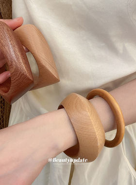 新中式简约纹路木质手镯复古简约