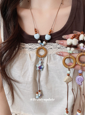 复古陶瓷圆环项链女民族风小众设