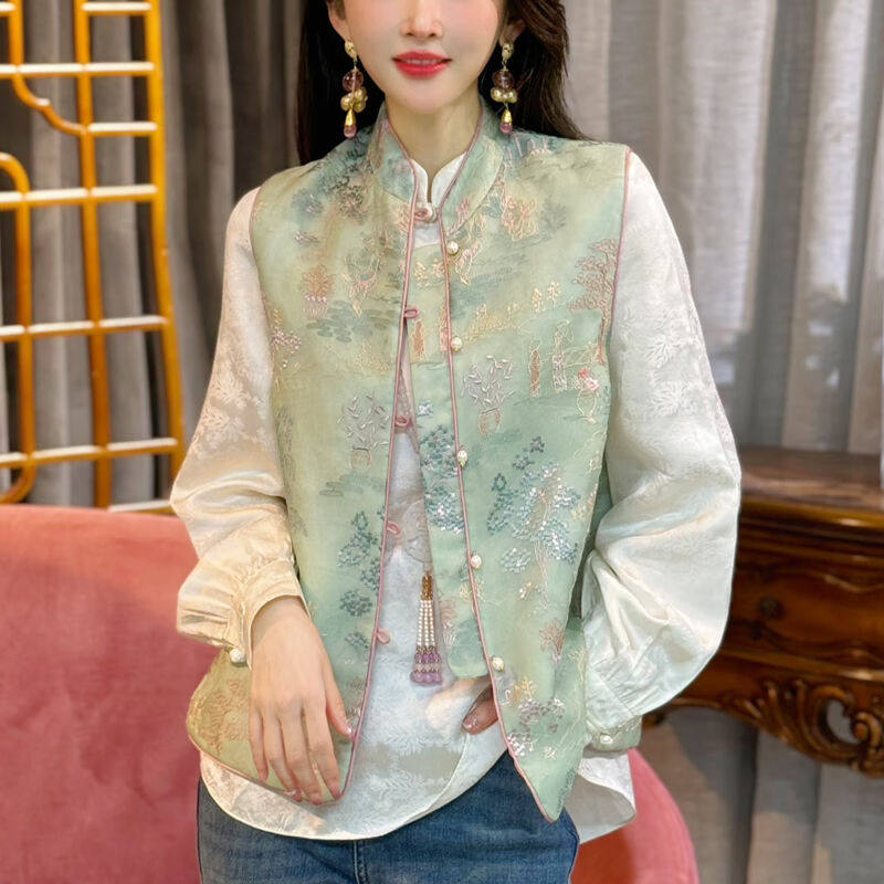 馨兰芙曼唐装中国风女成人坎肩新中式国风马甲女春装2024年新款高