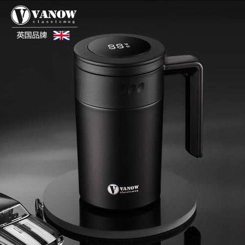 Vanow保温杯316不锈钢办公杯智能测温商务泡茶杯子独立茶仓定制水