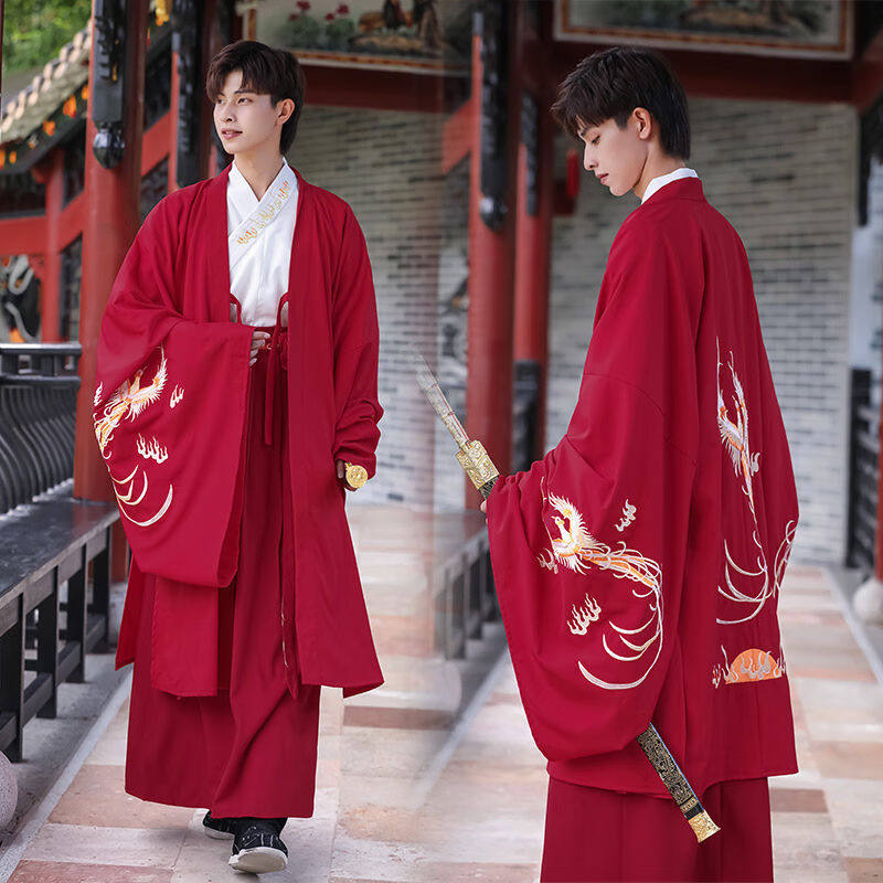 ORZUV品牌汉服男绣花交领武侠风大氅情侣装中国风CP大码学生班服