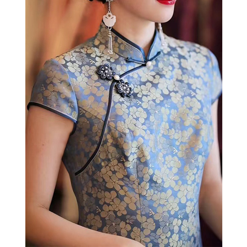 真丝旗袍2023新款手工改良年轻款气质高端高级感桑蚕丝夏平时可穿