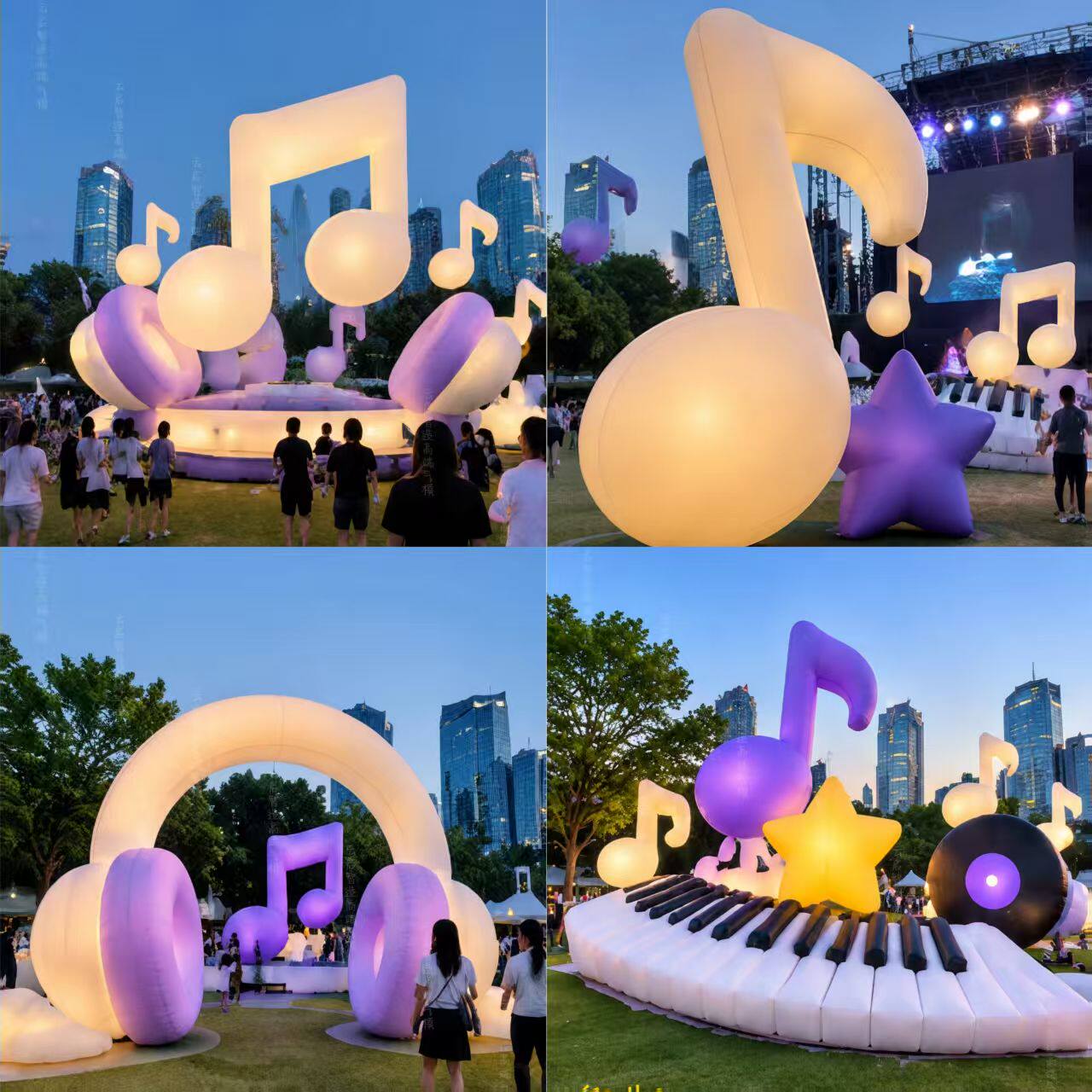 充气网红节日活动发光打卡通毛绒定制气模大造型音乐会吉他符耳机