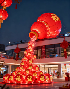 充气马年财神节日网红美陈打卡通毛绒定制爱心字广告气模花朵造型