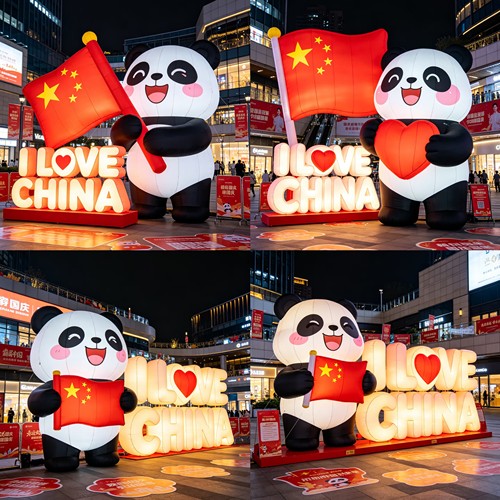 充气网红节日活动发光打卡国旗字定制爱心广告气模大造型国庆熊猫