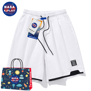 潮牌男生oversize裤 NASA官网联名 男夏季 休闲运动 纯棉短裤 子大码