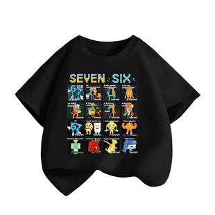 Steal a Brainrot67新款纯棉夏季短袖男女小中儿童圆领T恤上衣潮