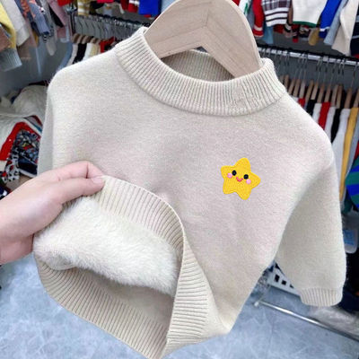 女童打底羊毛绒毛衣秋冬装内搭新款中大童儿童高领保暖针织衫加绒