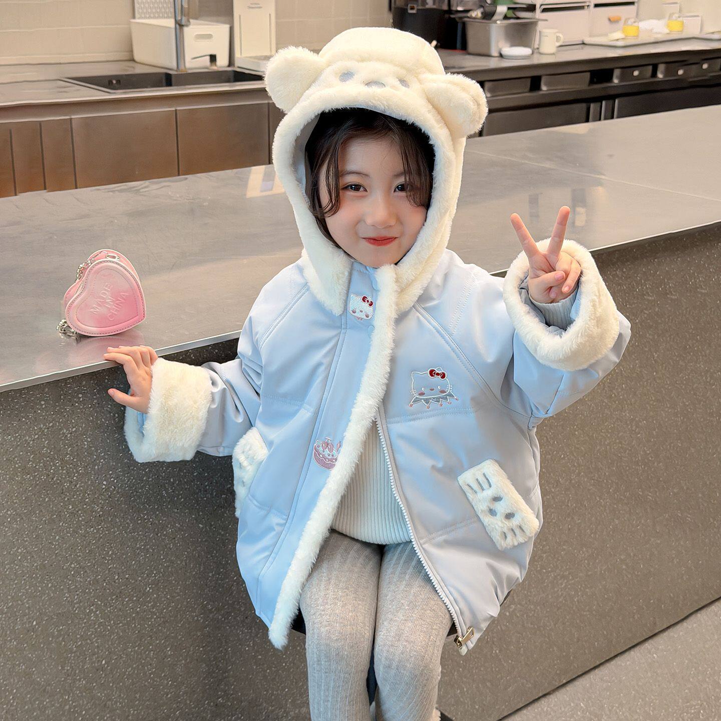 女童棉服秋冬款2026新款洋气女宝宝羽绒棉袄儿童冬装加厚夹棉外套