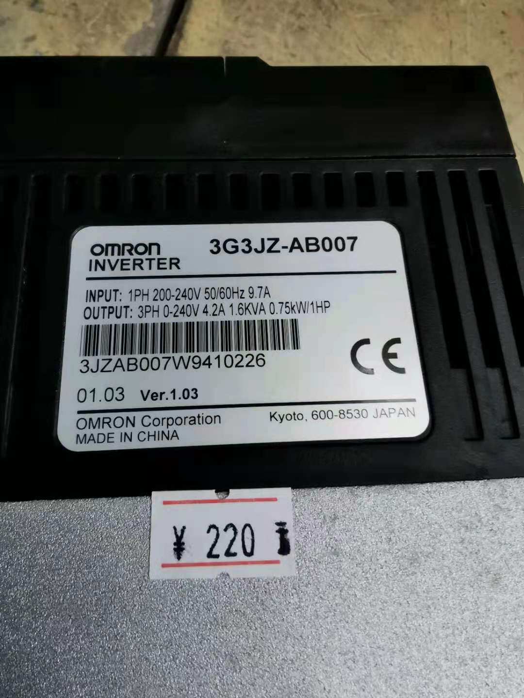 欧姆龙变频器3j3jz-ab007 220v 0.75kw 现货 实物图 保功能正常