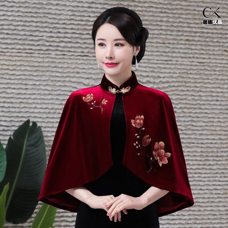 搭配旗袍披肩婚礼妈妈金