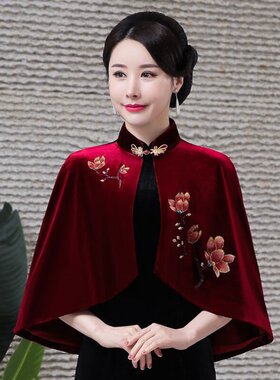 搭配旗袍披肩婚礼妈妈金