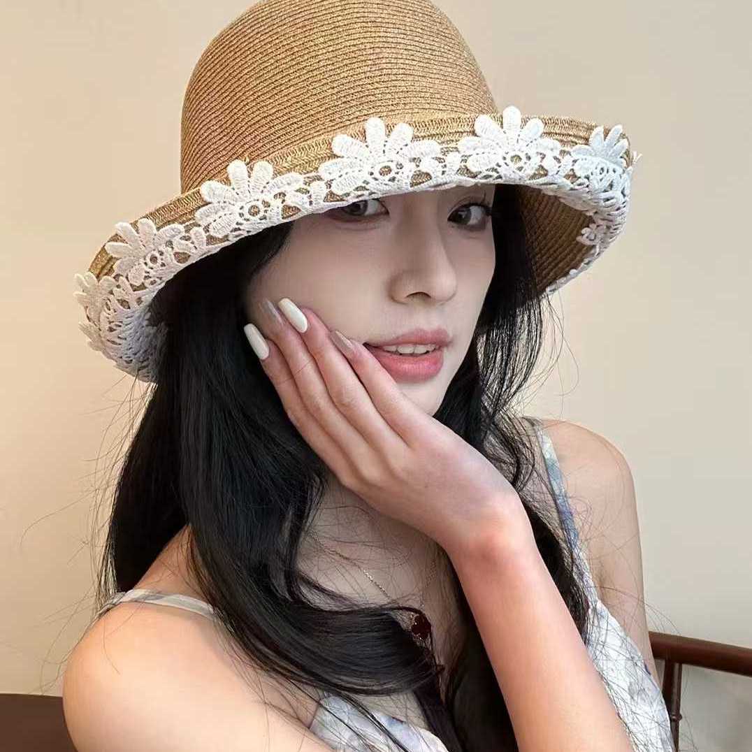 日系纸草编织草帽女2026