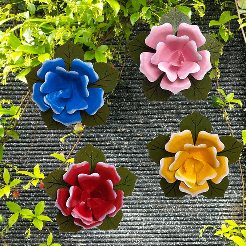 田园铁艺玫瑰花客厅墙面