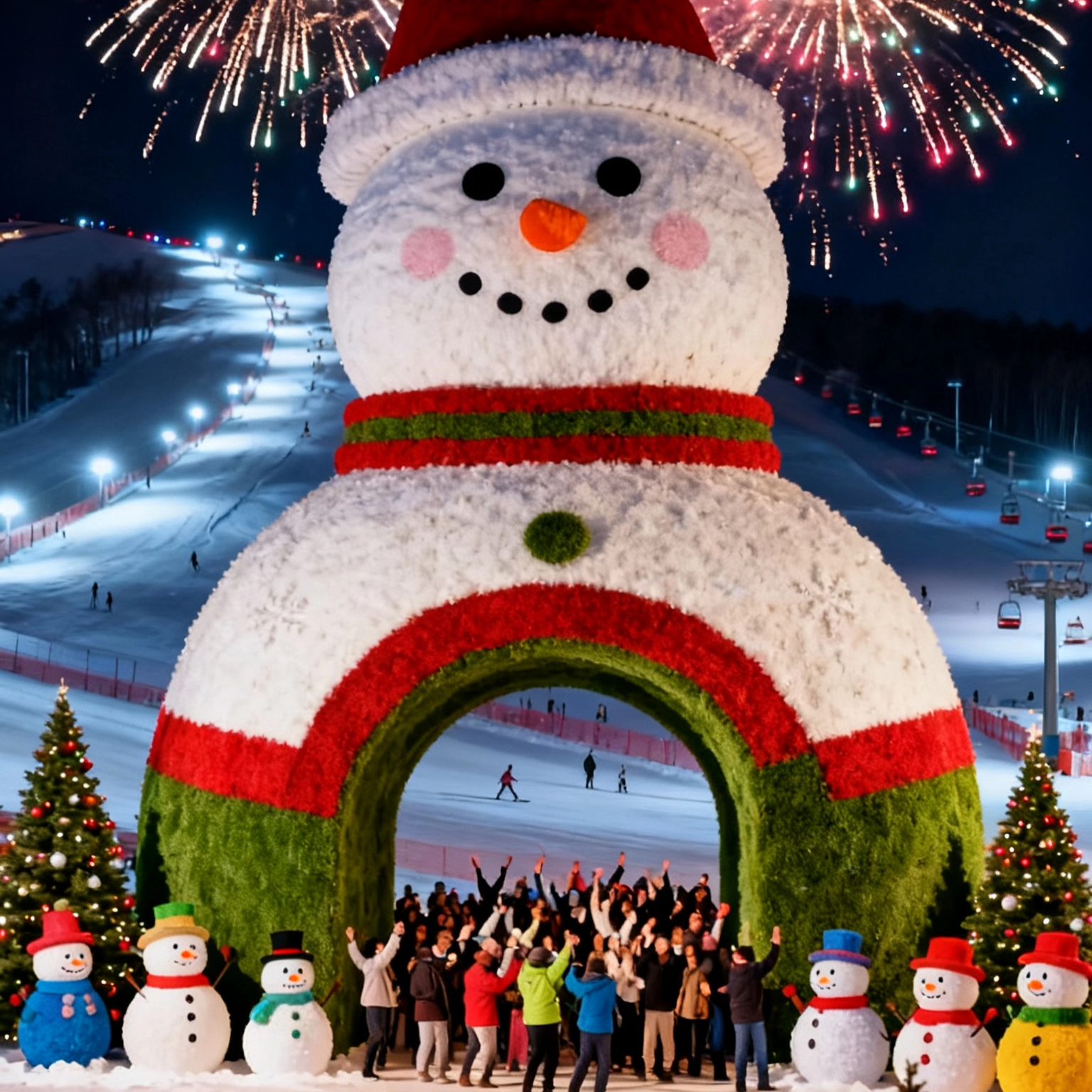 网红户外绿雕雪人造型商业广场滑雪场场景布置仿真草皮美陈道具