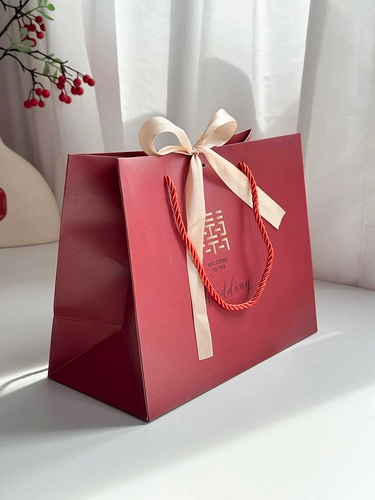 Красная праздничнная льняная сумка, подарок на день рождения, изысканный стиль